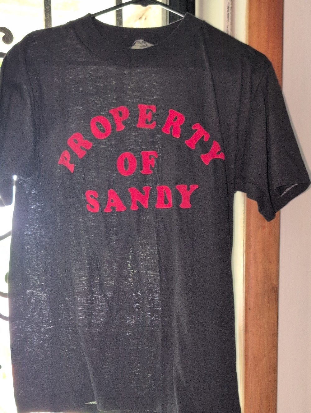 NO TAG ♡ Men's Black T-Shirt with Red "PROPERTY OF SANDY"